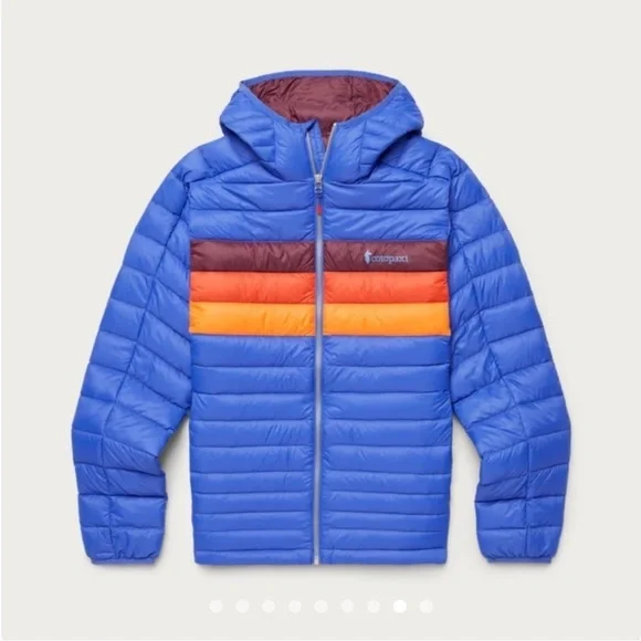 Cotopaxi Men’s XXL Fuego Hooded Down Puffer Jacket Blue Violet Stripes NWT - Picture 13 of 14